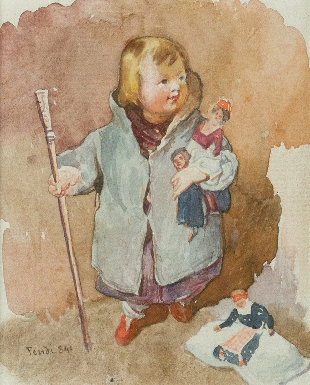 Bambino con le sue marionette